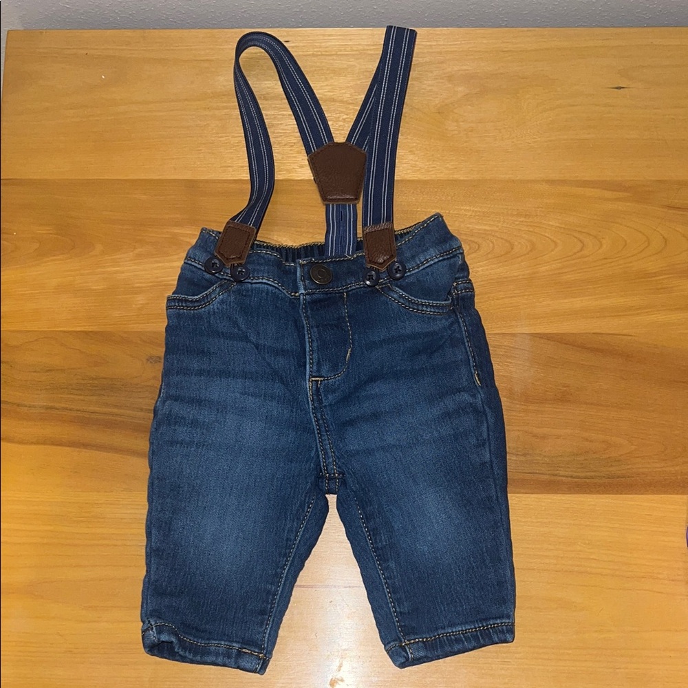 Baby Blue Denim Overalls with suspenders 0-3 months